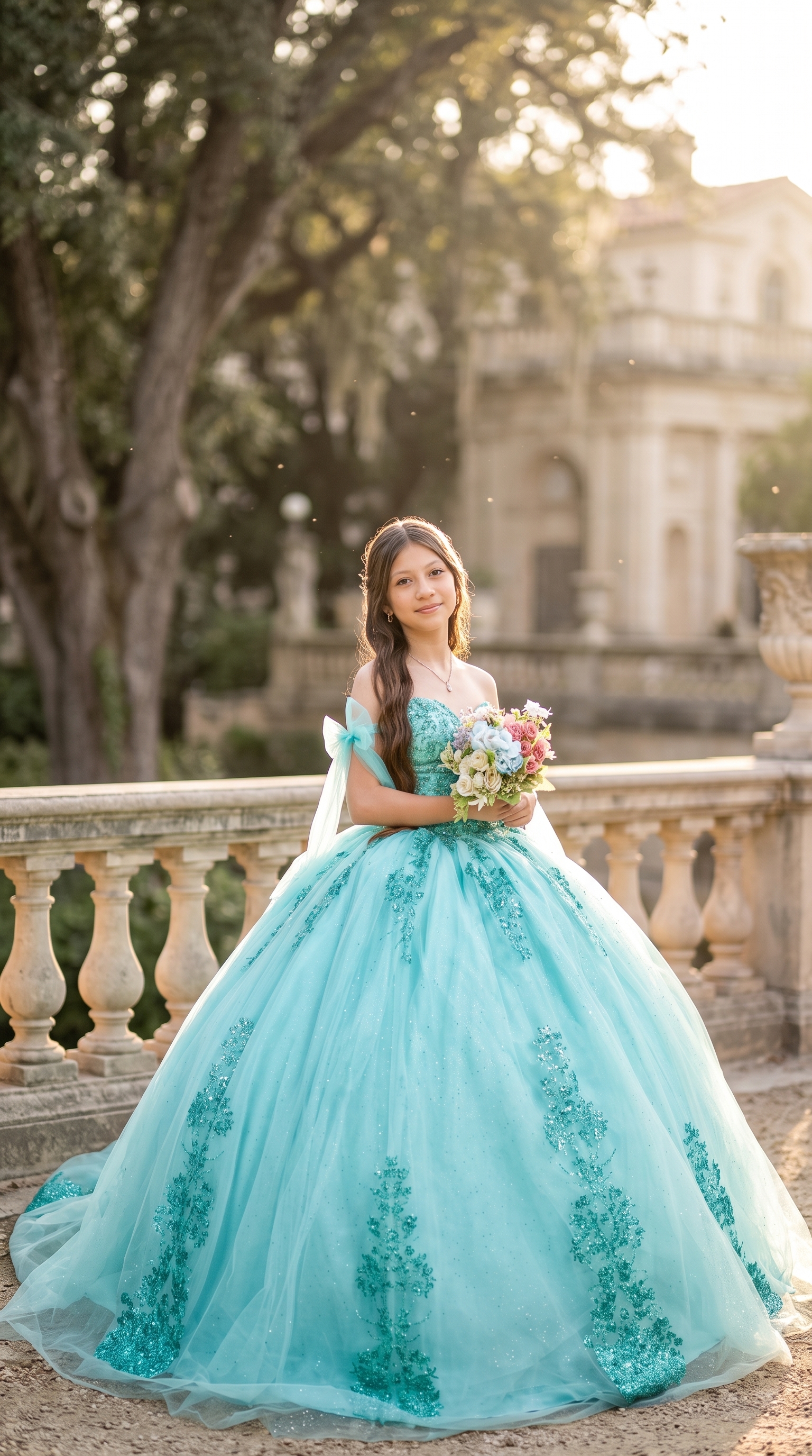 Laura Sofía con su vestido de quinceañera